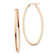 14K Rose Gold 2mm Square Tube Oval Hoop Earrings