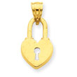 14K Gold Heart Lock Pendant