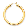 14K Gold Polished 5x50mm Tube Hoop Earrings