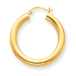 14K Gold  Polished 5x35mm Tube Hoop Earrings