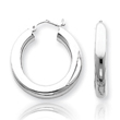 14K White Gold Polished 5x30mmTube Hoop Earrings