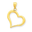 14K Gold Polished Open Heart Pendant