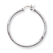 14K White Gold Satin & Diamond-Cut 2x40mm Round Hoop Earrings