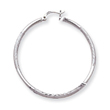 14K White Gold Satin & Diamond-Cut 2x45mm Round Hoop Earrings