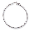 14K White Gold Satin & Diamond-Cut 2x50mm Round Hoop Earrings