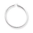 14K White Gold Diamond-Cut 3x65mm Round Hoop Earrings