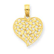 14K Gold Basket Weave Heart Pendant