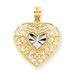 14K Gold And Rhodium Filigree Heart Pendant