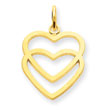 14K Gold Double Heart Charm