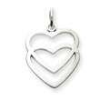 14K White Gold Double Heart Charm