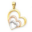 14K Two-Tone Gold And Rhodium Heart Pendant