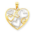 14K Two-Tone Gold Diamond-Cut Heart Pendant