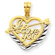 14K Gold And Rhodium I Love You Heart Pendant
