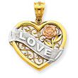 14K Two-Tone Gold And Rhodium Love Heart Pendant