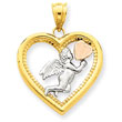 14K Yellow, Rose Gold And Rhodium Angel Heart Pendant