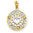 14K Gold And Rhodium Friends, Laugh, Love Circle Pendant