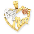 14K Two-Tone Gold And Rhodium #1 Mom Heart Pendant
