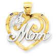 14K Gold And Rhodium #1 Mom Heart Pendant