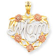 14K Two-Tone Gold And Rhodium Mom Heart Pendant