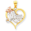 14K Two-Tone Gold And Rhodium Mom Heart Pendant
