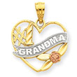 14K Two-Tone Gold And Rhodium #1 Grandma Heart Pendant