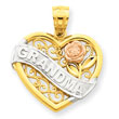 14K Two-Tone Gold And Rhodium Grandma Heart Pendant