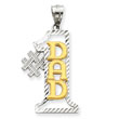 14K Two-Tone Gold #1 Dad Diamond Cut Pendant