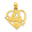 14K Gold #1 Wife Heart Pendant