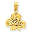 14K Gold Sister On Rose Pendant
