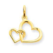 14K Gold Double Heart Charm