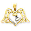 14K Two-Tone Gold And Rhodium Angel Wings Pendant