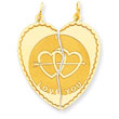 14K Gold Break-Apart I Love You Charm