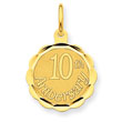 14K Gold Happy 10th Anniversary Charm