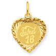 14K Gold Sweet Sixteen Heart Charm