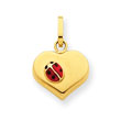 14K Gold Heart With Enameled Ladybug Charm