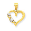 14K Gold  & Rhodium Heart Pendant