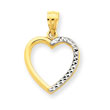 14K Gold & Rhodium Half Diamond-Cut Heart Pendant