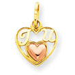 14K Two-Tone Gold Rose Mini I Love U Pendant