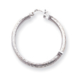 14K White Gold Diamond-Cut 3x40mm Round Hoop Earrings