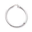 14K White Gold Diamond-Cut 3x50mm Round Hoop Earrings