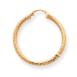 14K Gold Diamond-Cut 3x40mm Round Hoop Earrings