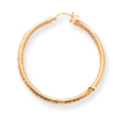 14K Gold Diamond-Cut 3x50mm Round Hoop Earrings