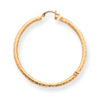 14K Gold Diamond-Cut 3x55mm Round Hoop Earrings