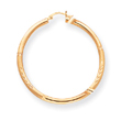14K Gold Satin & Diamond-Cut 3x50mm Round Hoop Earrings
