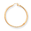 14K Gold  Satin & Diamond-Cut 3x55mm Round Hoop Earrings