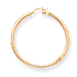 14K Gold  Satin & Diamond-Cut 3x55mm Round Hoop Earrings