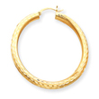 14K Gold  Diamond-Cut 4x45mm Round Hoop Earrings