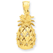 14K Gold 3-D Cut-Out Pineapple Pendant