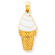 14K Gold Enameled Vanilla Ice Cream Cone Pendant