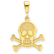 14K Gold Skull & Bones Pendant